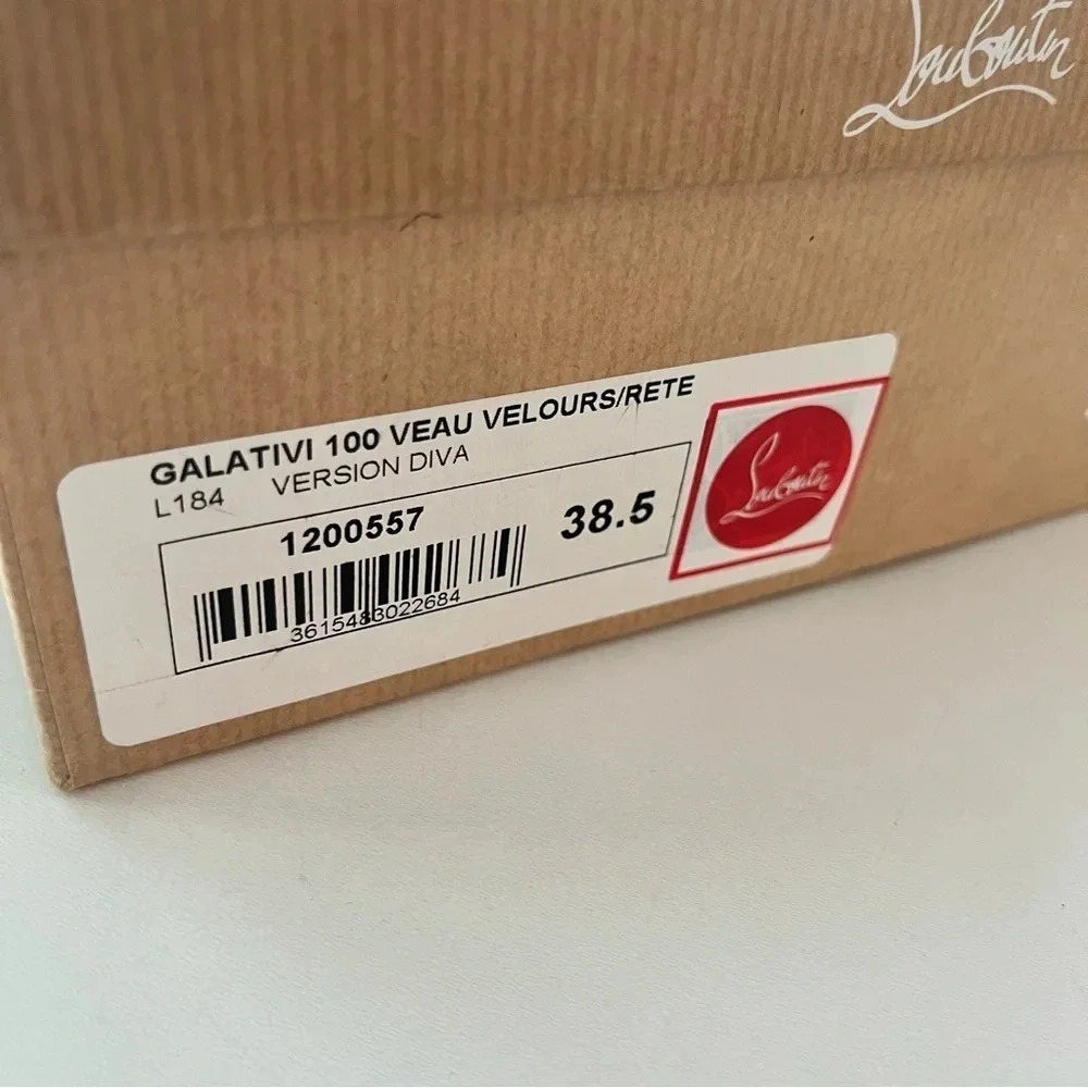 Christian Louboutin Galaviti 100 pink mesh suede heels 38.5 - Picture 13 of 14